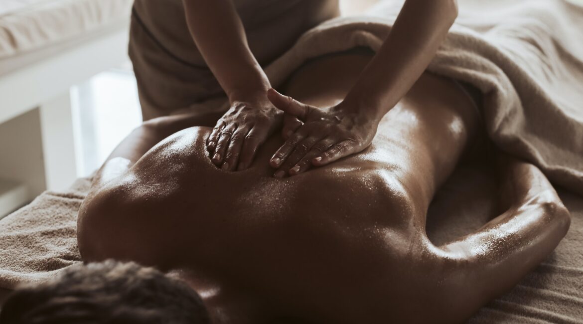Man enjoying a back massage